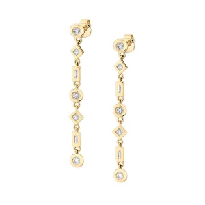 0.53ctw Diamond Mixed Shape Bezel Tennis Earrings