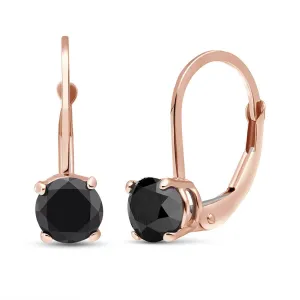 1 Carat 14K Solid Rose Gold Leverback Earrings 1.0 Carat Black Diamond