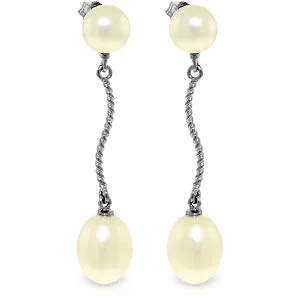 10 Carat 14K Solid White Gold Danglings Earrings Natural Pearl