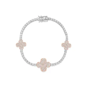 10K Rose Gold Clover on Tennis Bracelet