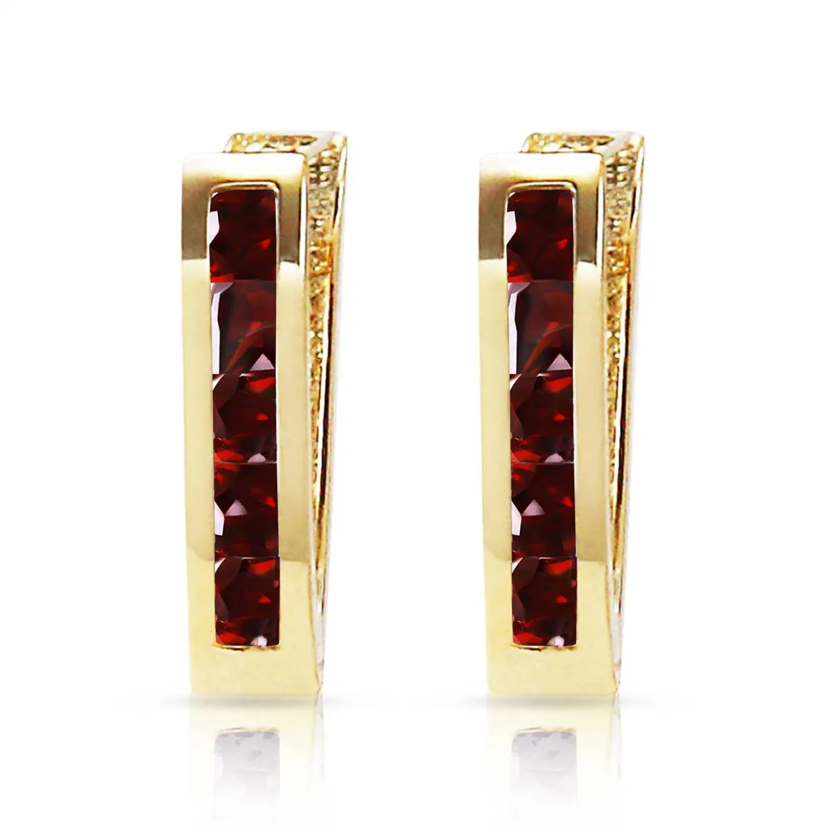 1.3 Carat 14K Solid Yellow Gold Oval Huggie Earrings Garnet