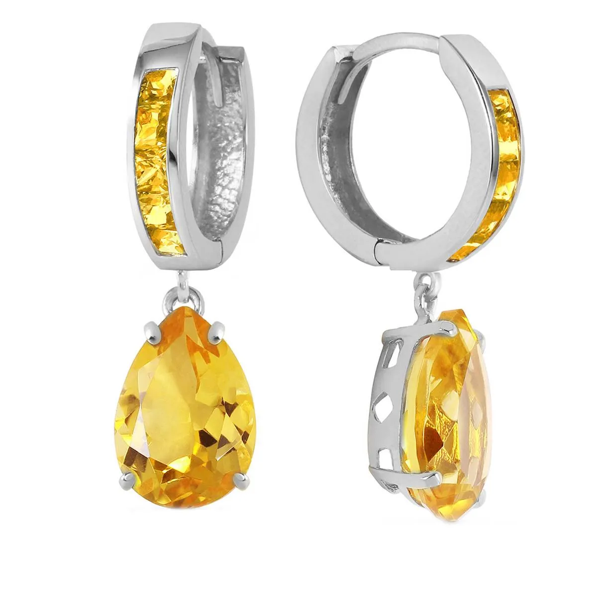 13.2 Carat 14K Solid White Gold Loving Touch Citrine Earrings