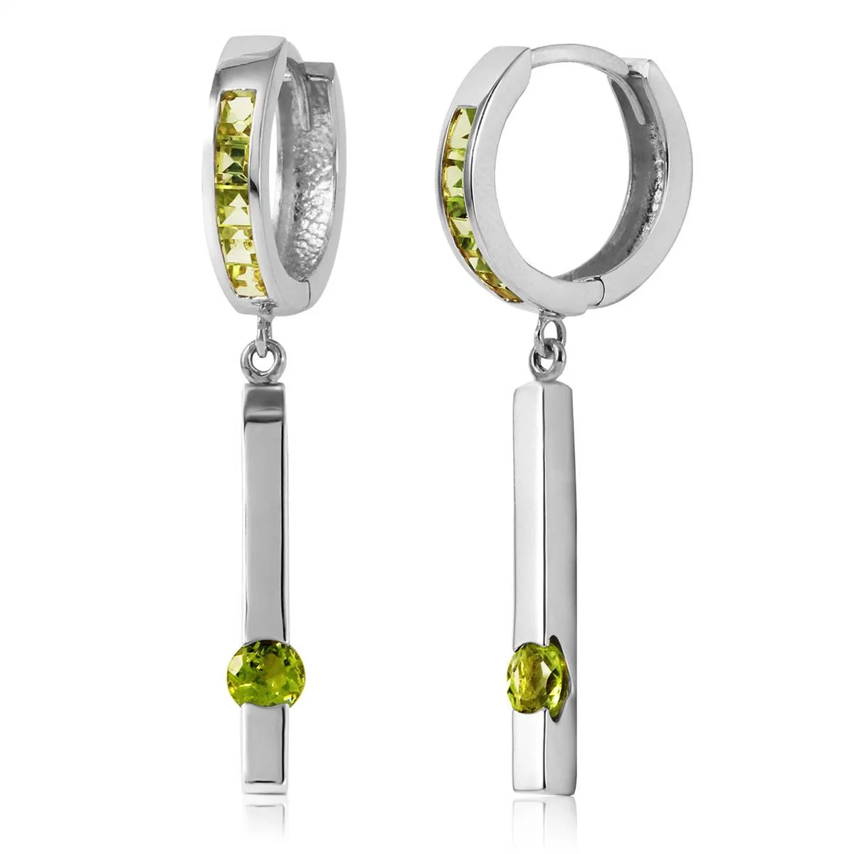 1.35 Carat 14K Solid White Gold Teenage Sweetheart Peridot Earrings