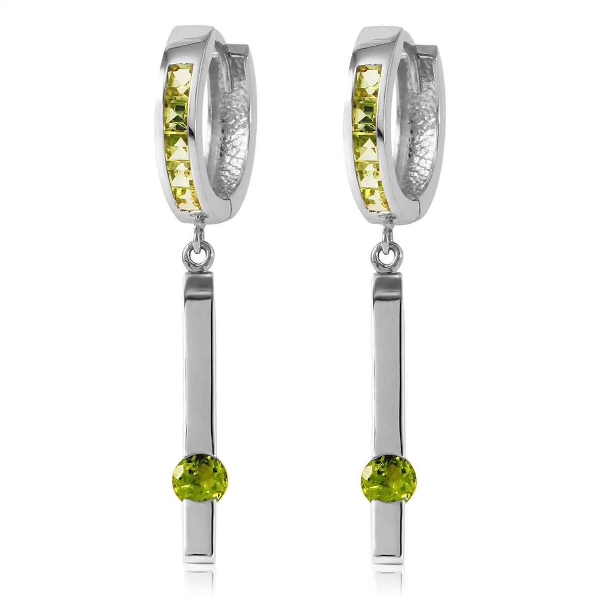 1.35 Carat 14K Solid White Gold Teenage Sweetheart Peridot Earrings