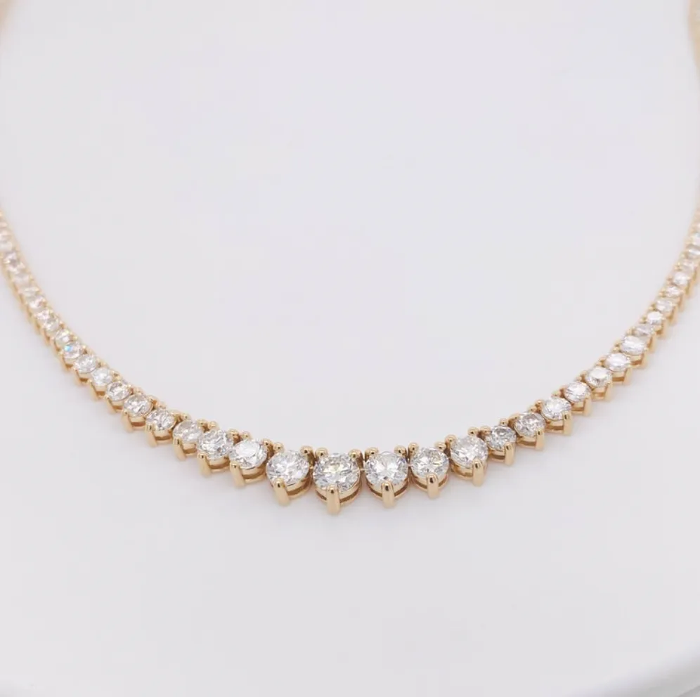 14k 4.75 Carat Diamond Riviera Tennis Necklace