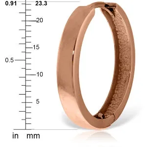 14K Solid Rose Gold 23.50 mm Diameter Hoop Huggie Earrings