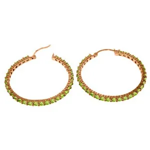 14K Solid Rose Gold Hoop Earrings w/ Natural Peridots