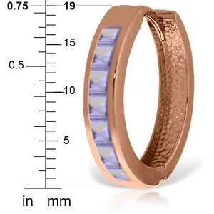 14K Solid Rose Gold Hoop Huggie Earrings w/ Tanzanites