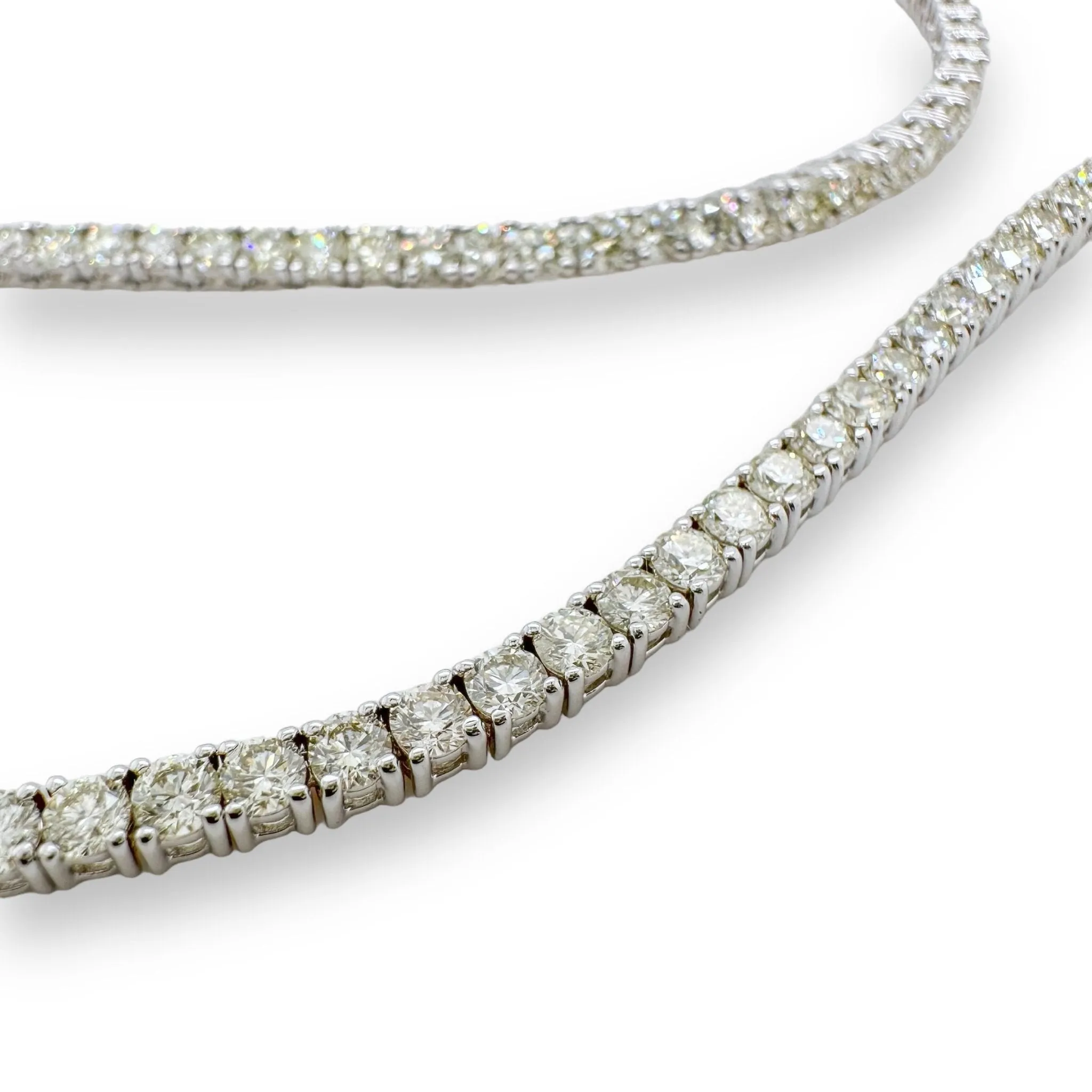 14K W Gold 17" 10.53ctw I/VS2 Diamond Tennis Necklace