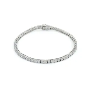 14K White Gold Lab Tennis Bracelet 2mm