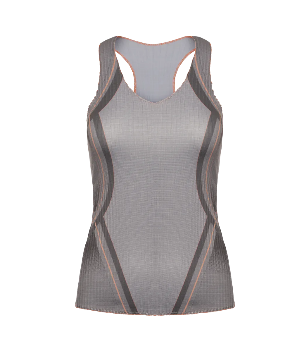 196050-025 | PLEATED V-NECK TANK | ASPHALT