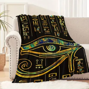 1pc Luxurious Ancient Egyptian Print Soft Blanket - Bedding Blankets & Throws - Warm Cozy Sofa Couch Office Bed Camping Travel Accessory - Multi-purpose Gift for All Seasons