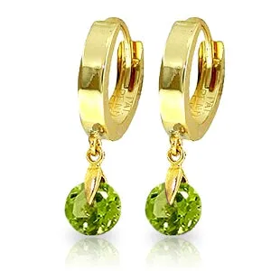 2 Carat 14K Solid Yellow Gold Hoop Earrings Natural Peridot