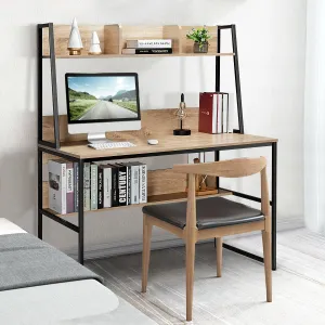 2 in 1 Computer Desk with Storage Bookshelf for Bedroom