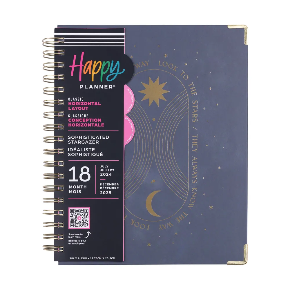 2024 Sophisticated Stargazer Twin Loop Happy Planner - Classic Horizontal Layout - 18 Months