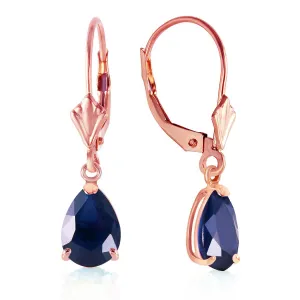 3 Carat 14K Solid Rose Gold Leverback Earrings Sapphire