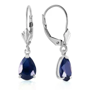 3 Carat 14K Solid White Gold Leverback Earrings Sapphire