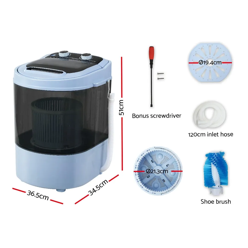 3KG Portable 2-in-1 Washing Machine, Shoe Brush, Devanti