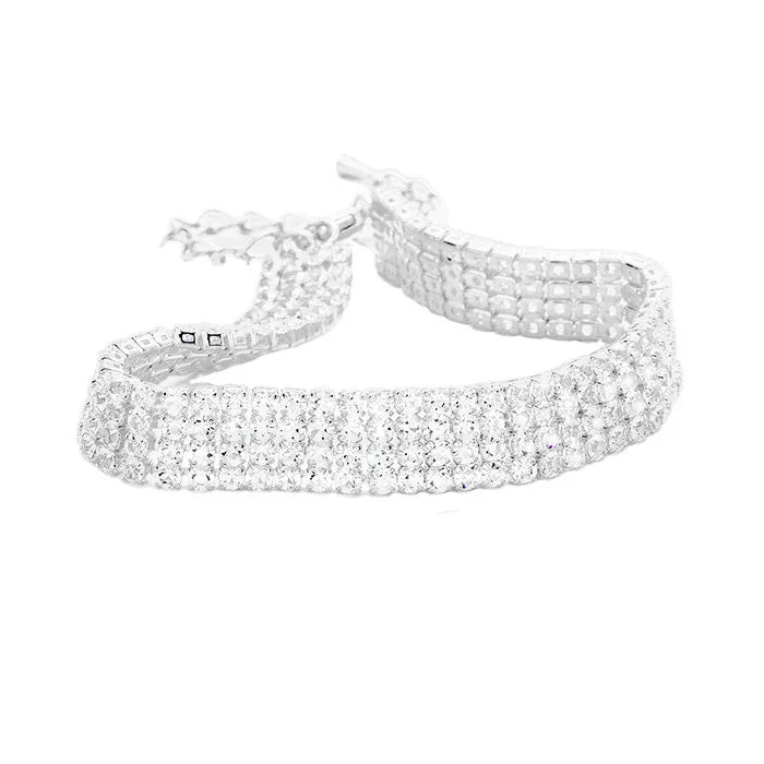 4 Rows Pave CZ Tennis Evening Bracelet