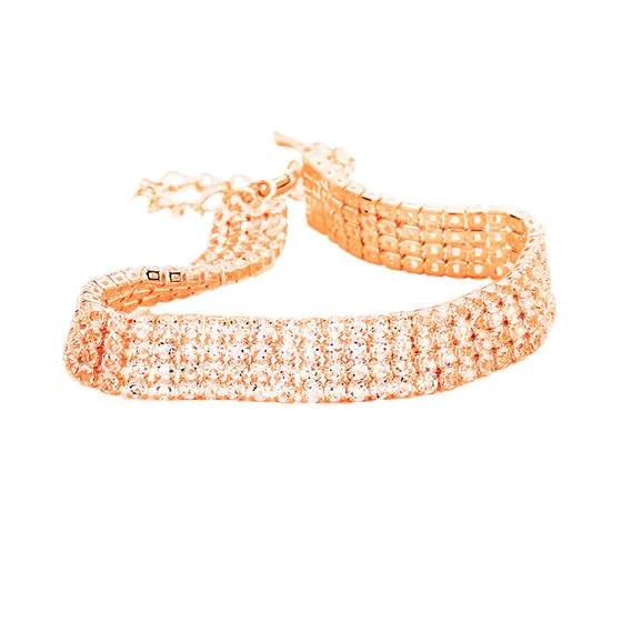 4 Rows Pave CZ Tennis Evening Bracelet