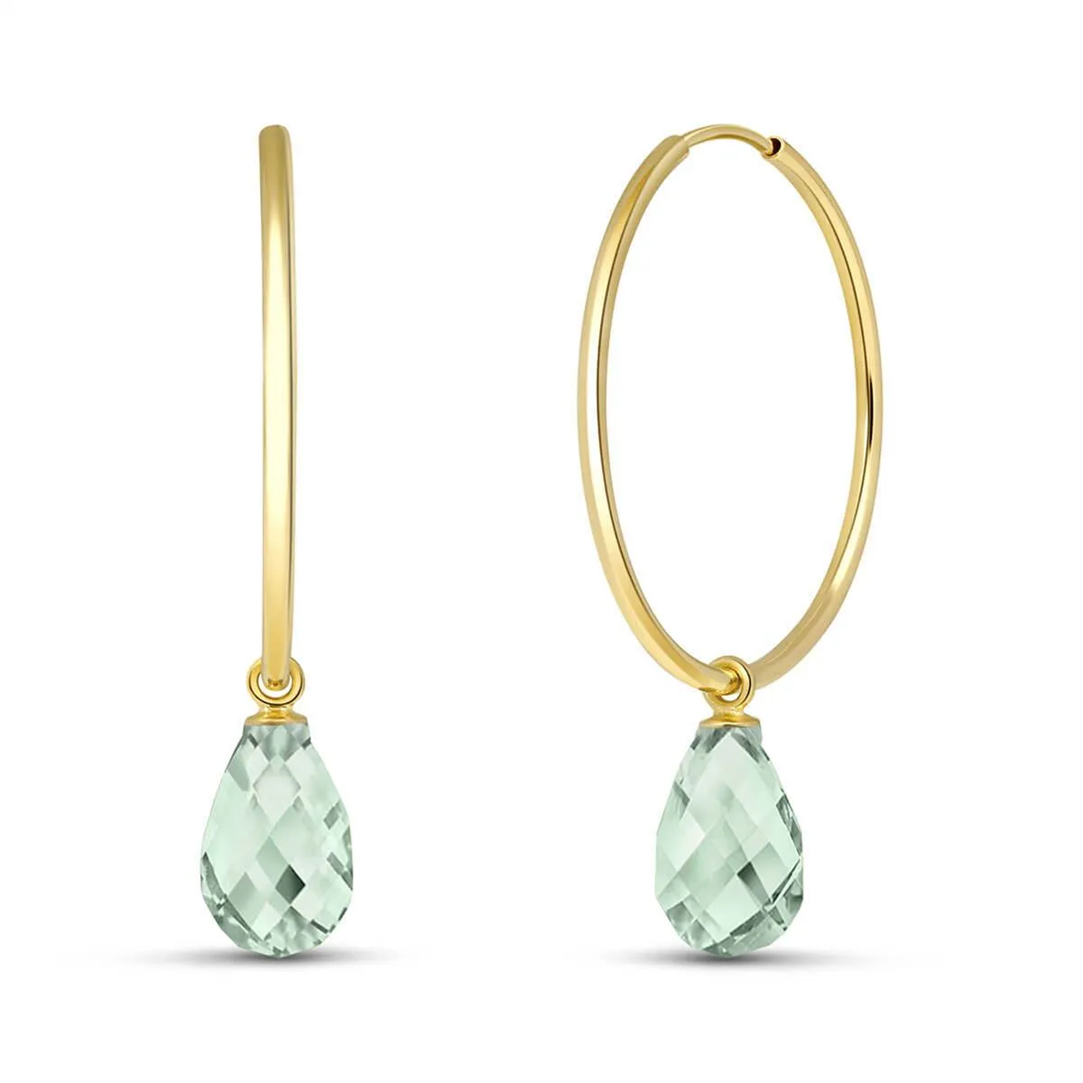 4.5 Carat 14K Solid Yellow Gold Margherita Green Amethyst Earrings