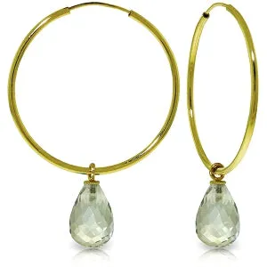 4.5 Carat 14K Solid Yellow Gold Margherita Green Amethyst Earrings