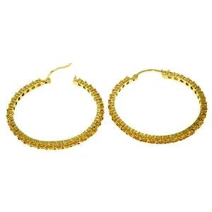 6 Carat 14K Solid Yellow Gold Alana Citrine Hoop Earrings