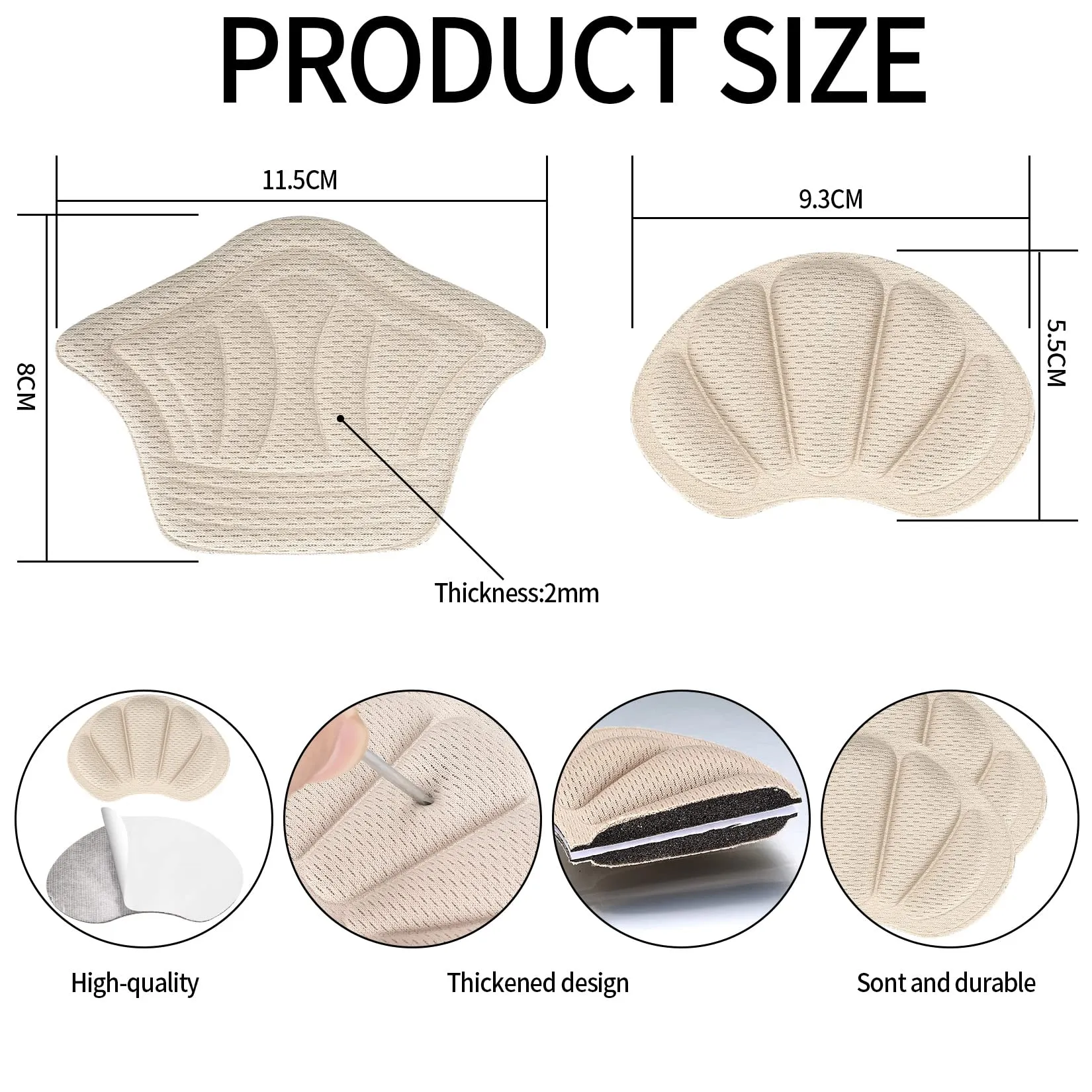 6 Pairs Heel Cushion Inserts Pads, Self-Adhesive Heel Grips Anti Blister Shoe Liners, Anti-Slip Shoe Pads Heel Protectors for Men and Women (Black & Beige&Grey)