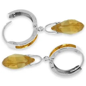 6.85 Carat 14K Solid White Gold Enslaved To Love Citrine Earrings