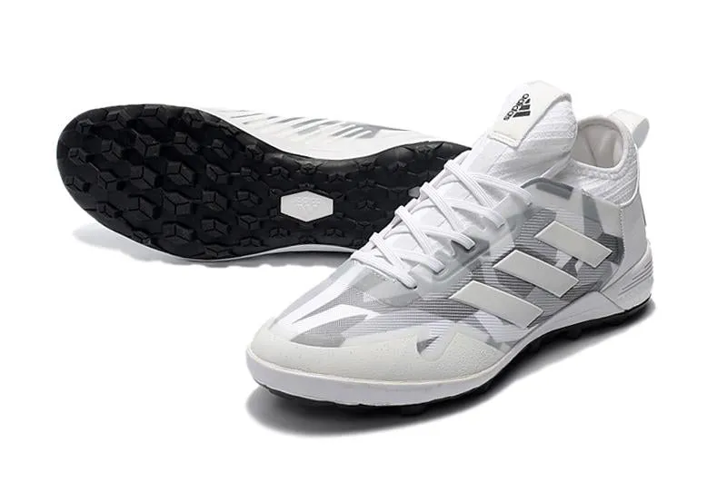 Adidas ACE TF Grass Spike Football Shoes White/Gray