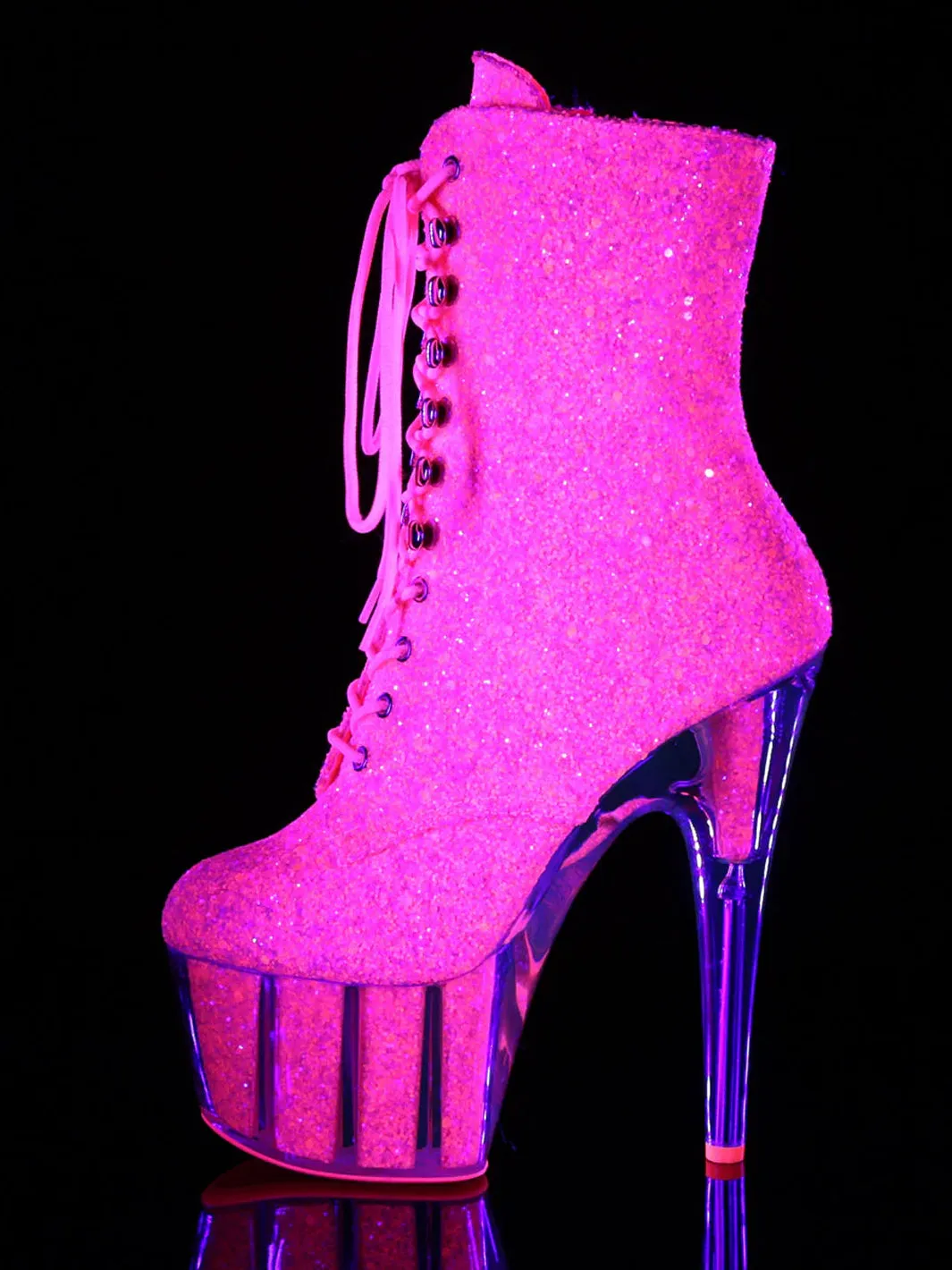 ADORE-1020G HEELS - NEON PINK GLITTER ✰ PRE ORDER ✰