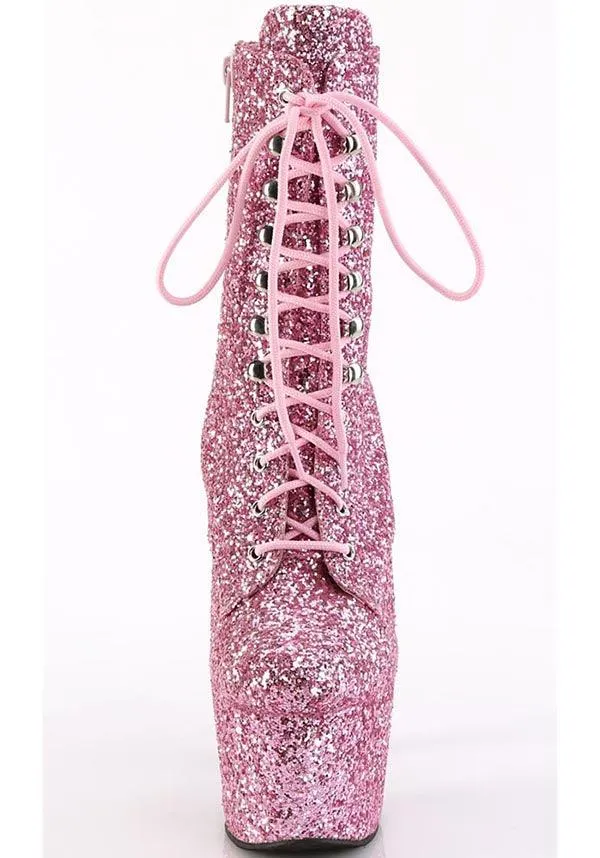 ADORE-1020GWR [Baby Pink Glitter] | PLATFORM BOOTS [PREORDER]