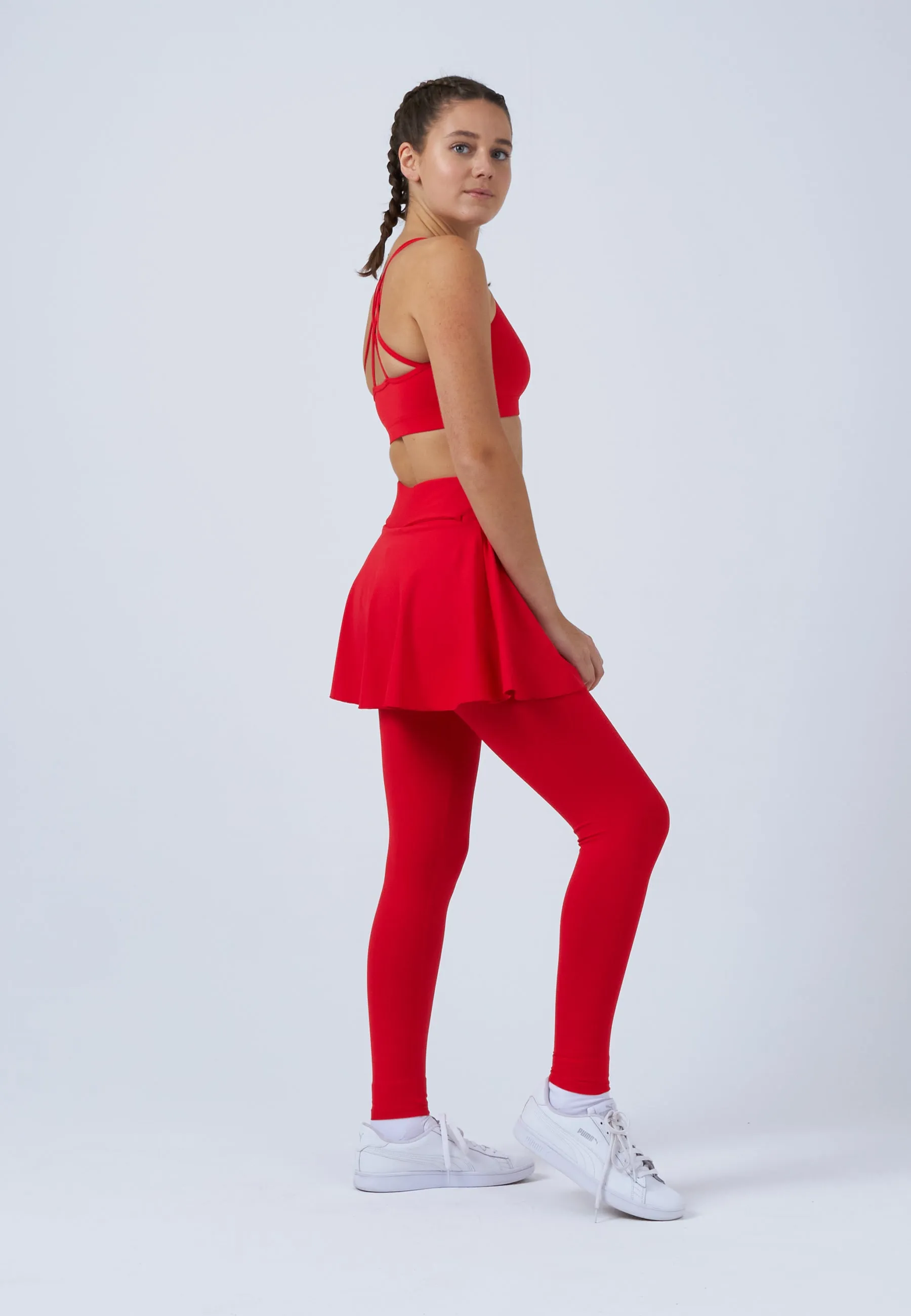 Advantage 2-in-1 Tennisskirt / Skort with Tights, red