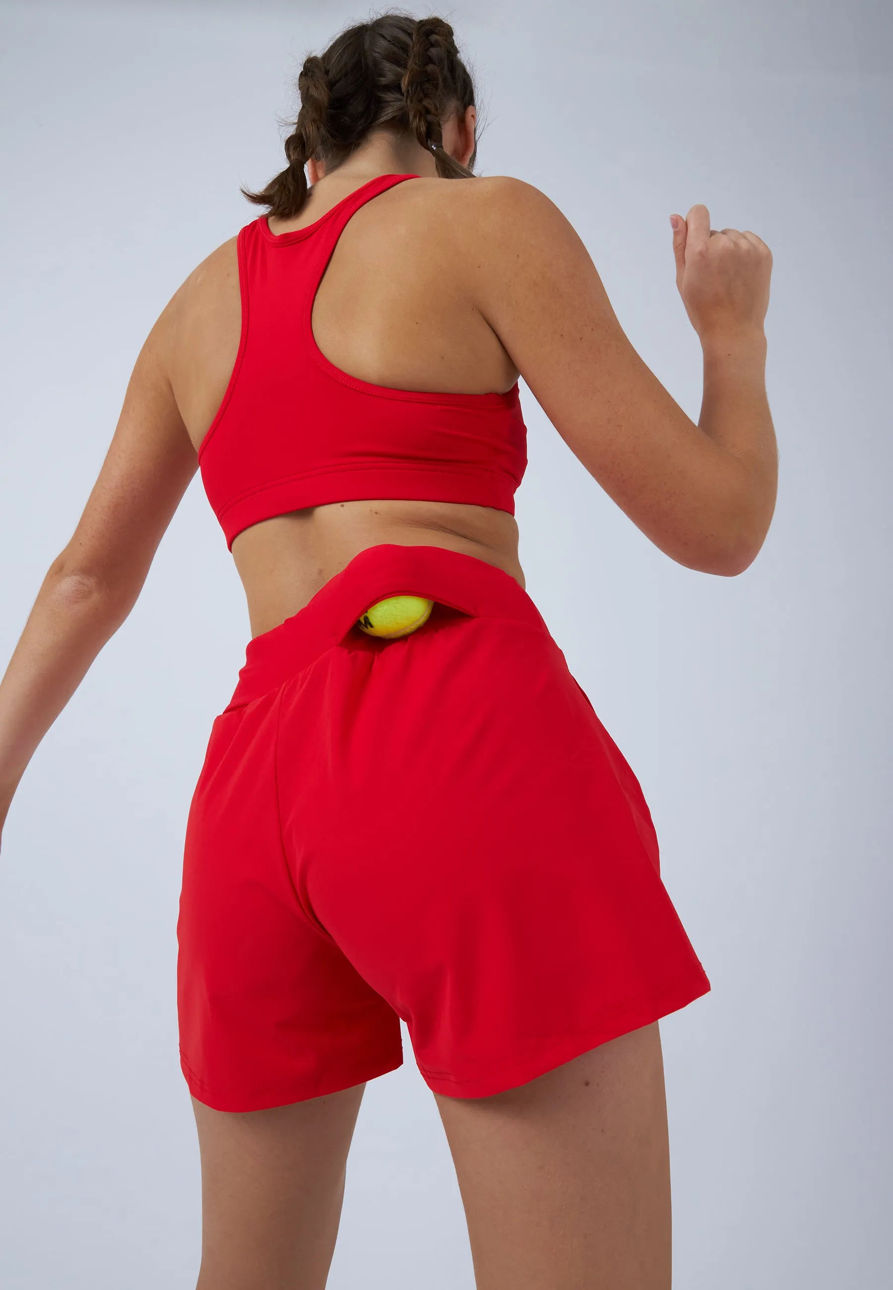 Advantage Tennis Shorts with ball belt, red