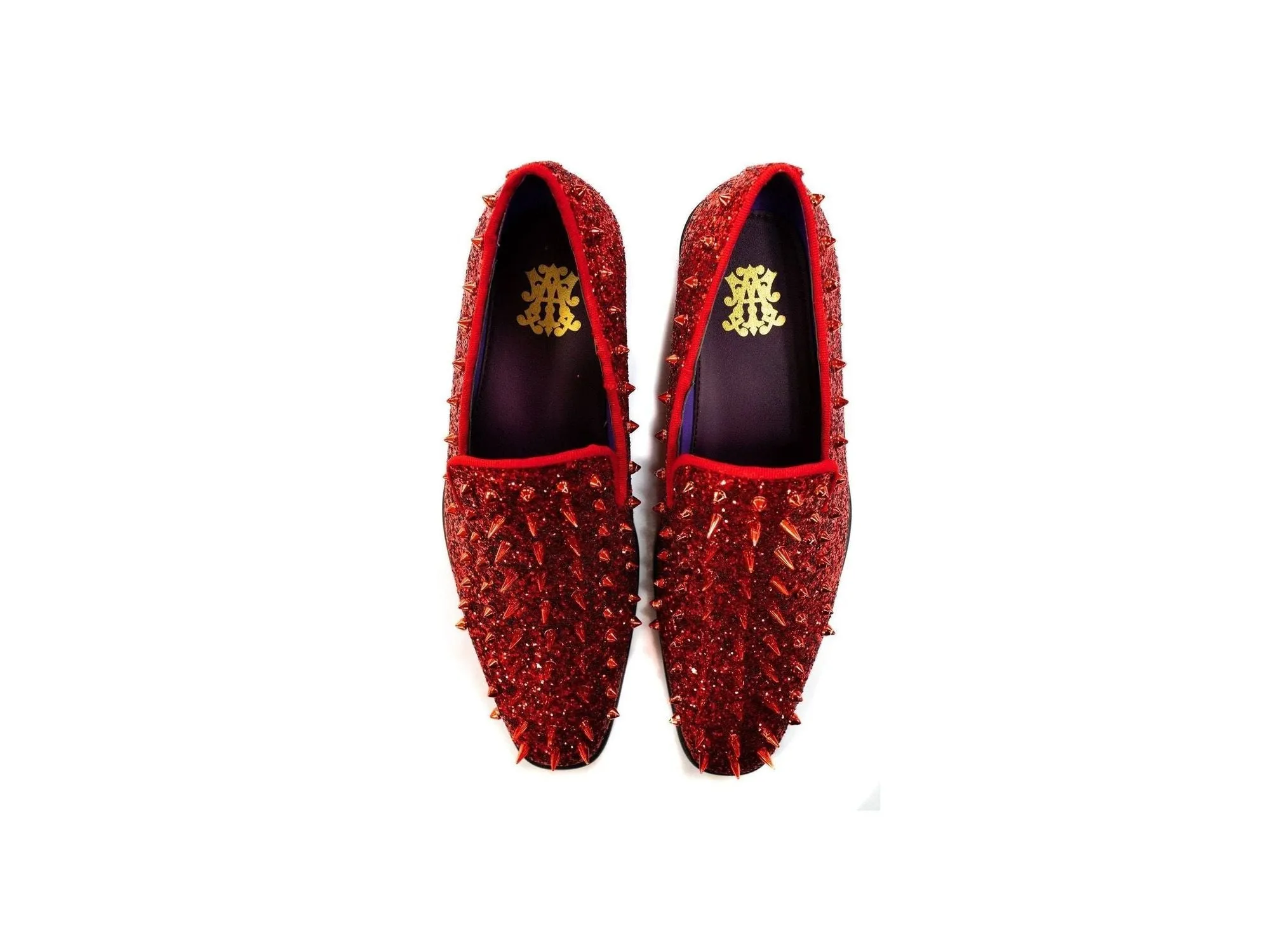 After Midnight Glitter Spike Formal Loafer in Fire Red