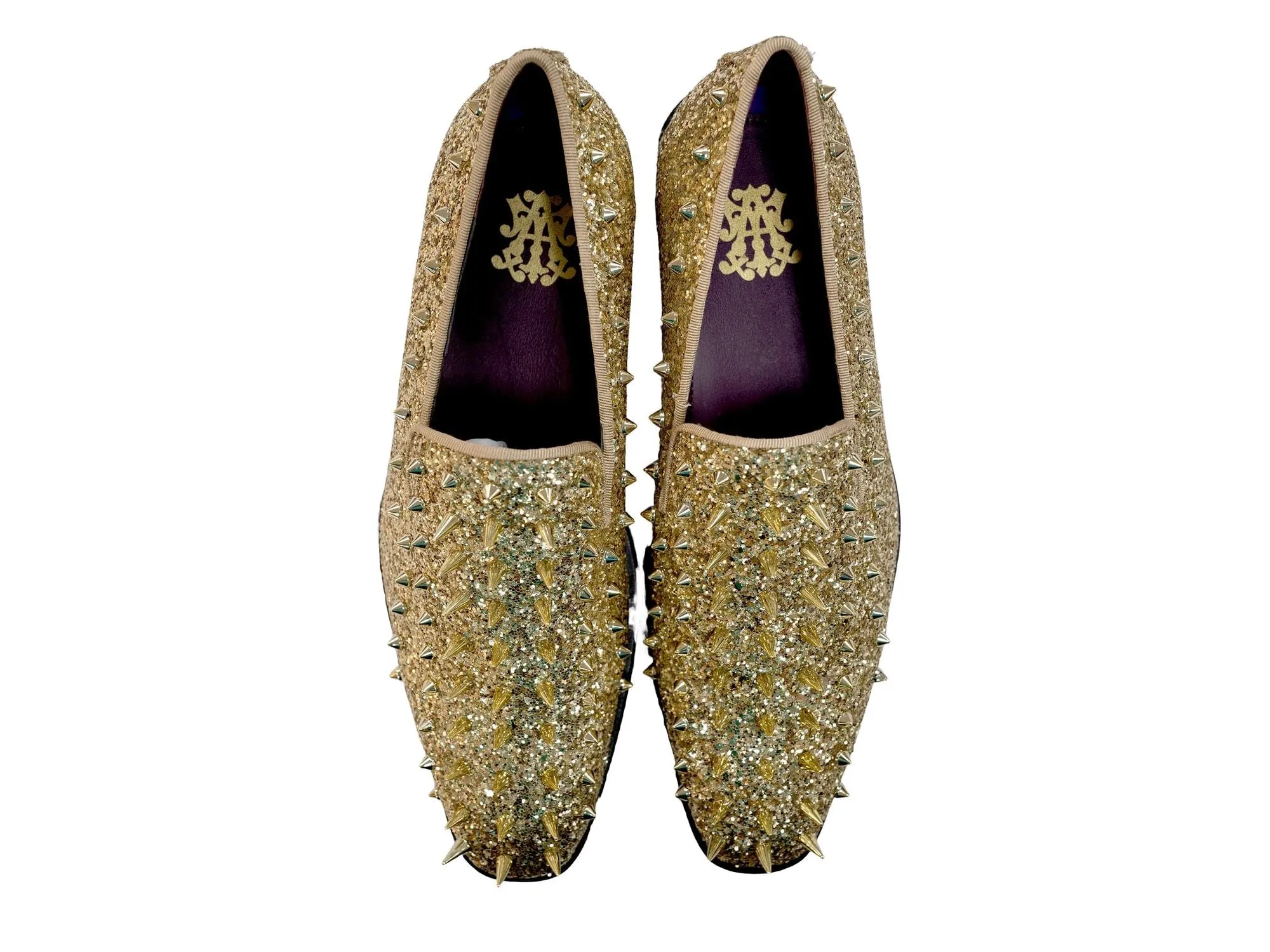 After Midnight Glitter Spike Formal Loafer in Gold-Multi