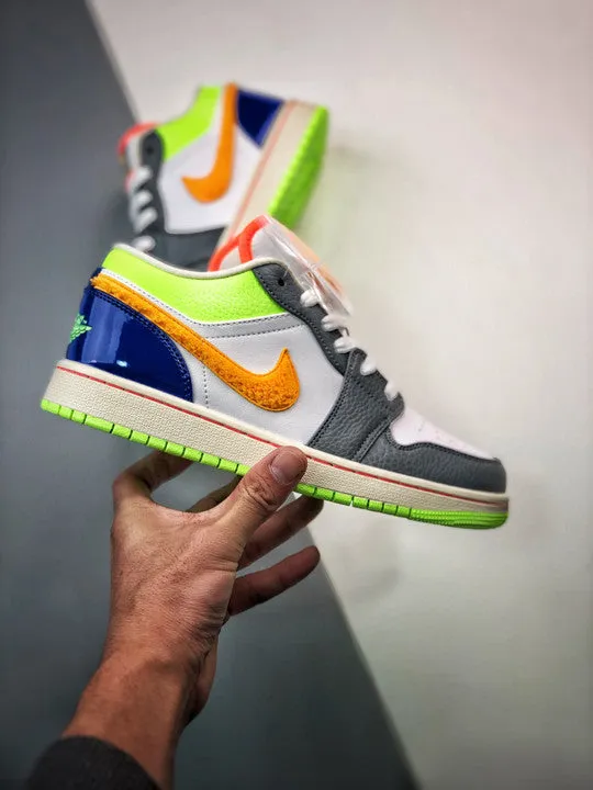 Air Jordan 1 Low ‘Hoops’ White/Coconut Milk-Shadow Green-Laser Orange