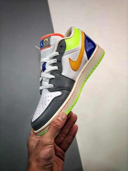 Air Jordan 1 Low ‘Hoops’ White/Coconut Milk-Shadow Green-Laser Orange