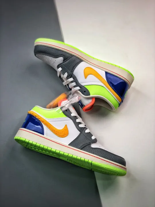 Air Jordan 1 Low ‘Hoops’ White/Coconut Milk-Shadow Green-Laser Orange