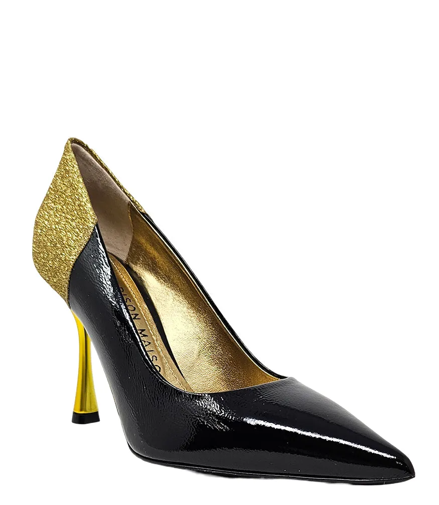 Alena Black/Gold High Heel Glitter Pump