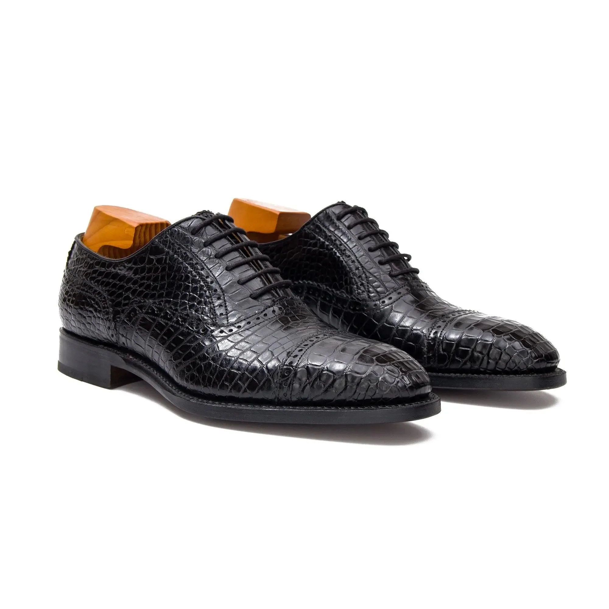 Alligator Skin Oxford Shoes Black