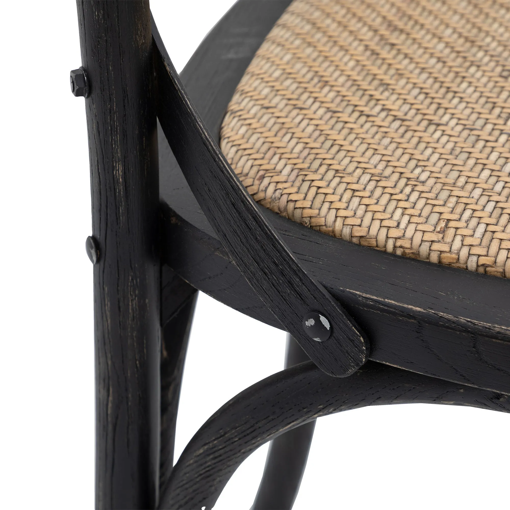 Amos Cafe Chair Black/Rattan (2pk)