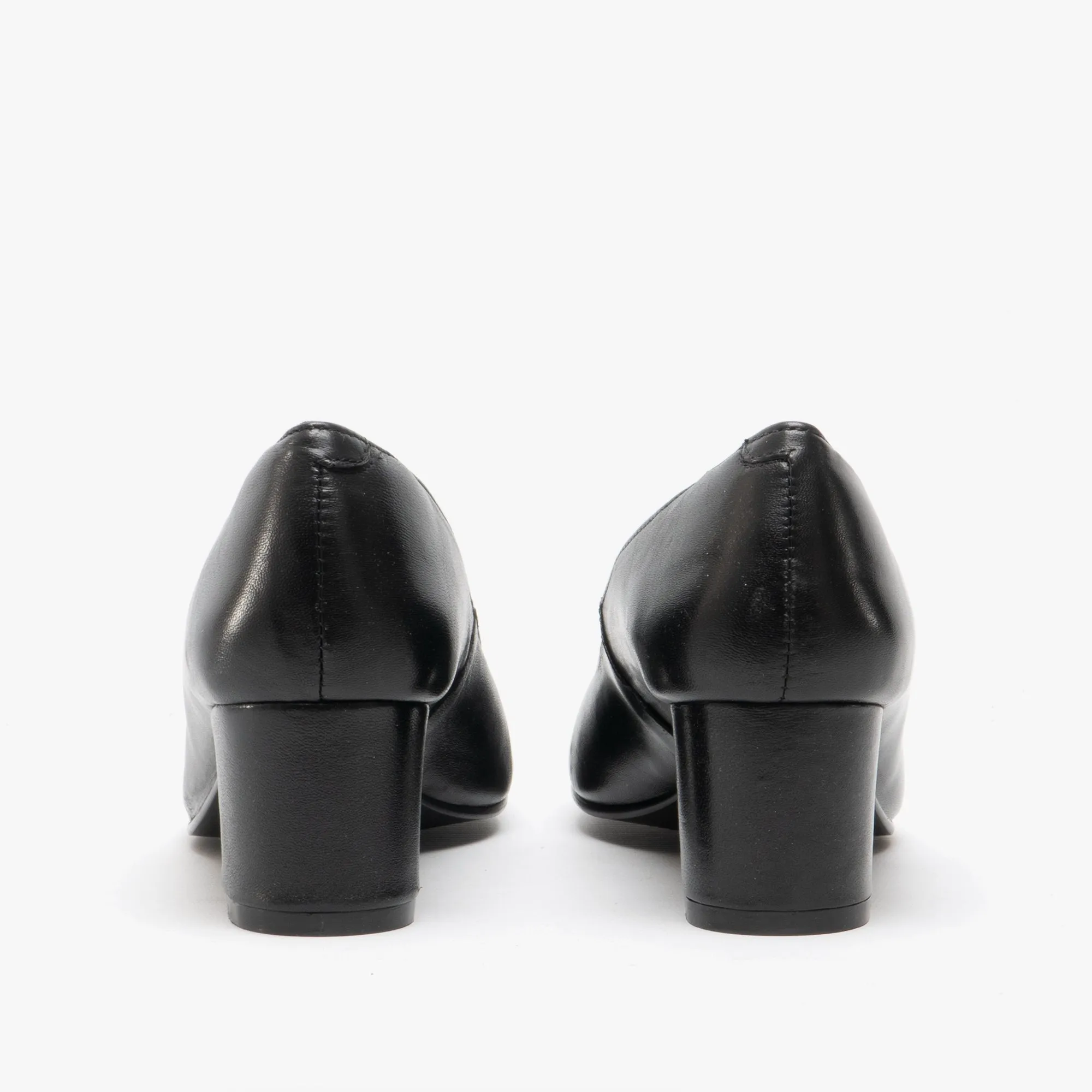 ANNA Ladies Leather Court Shoes Black