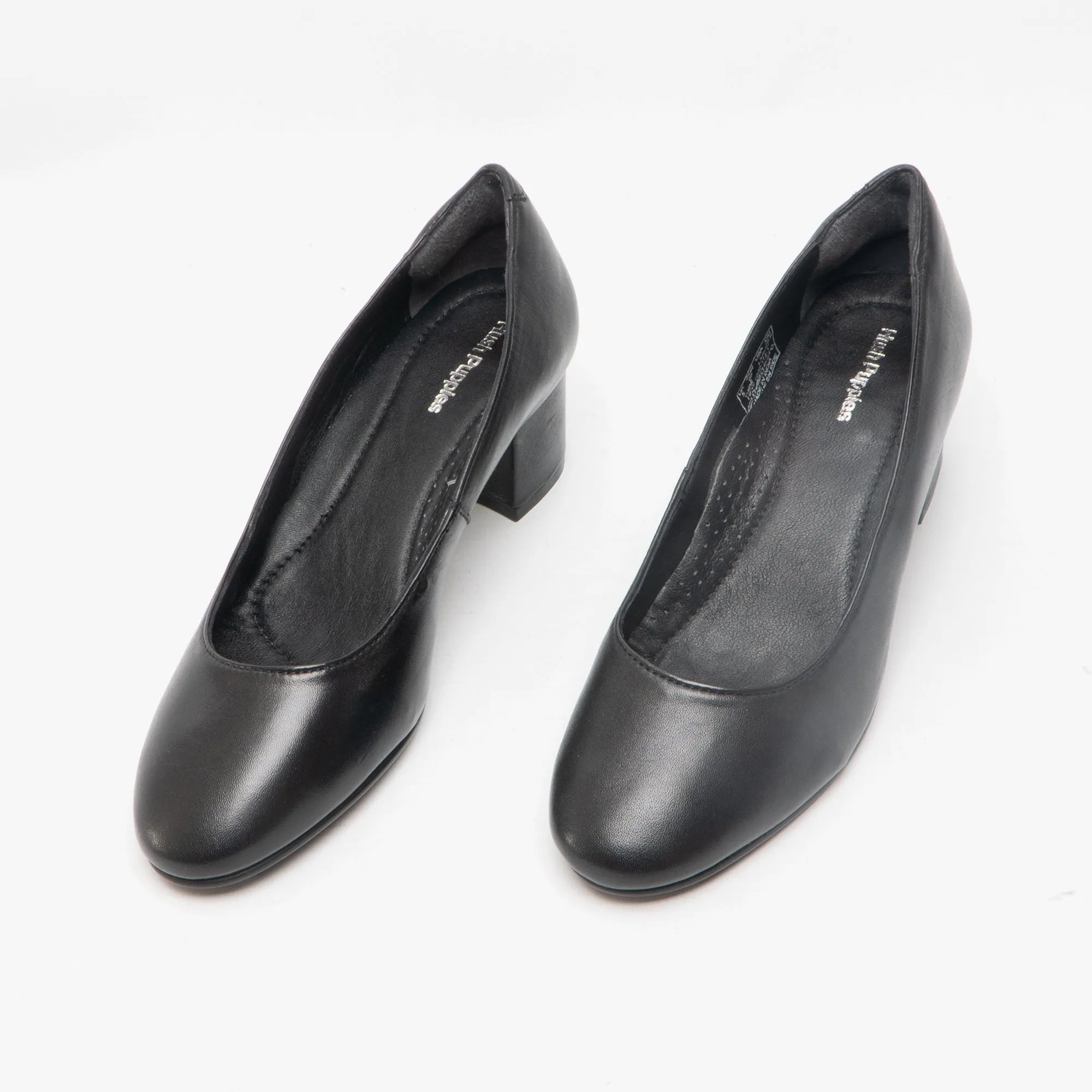 ANNA Ladies Leather Court Shoes Black