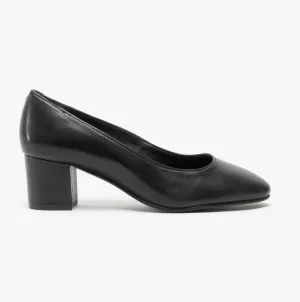 ANNA Ladies Leather Court Shoes Black