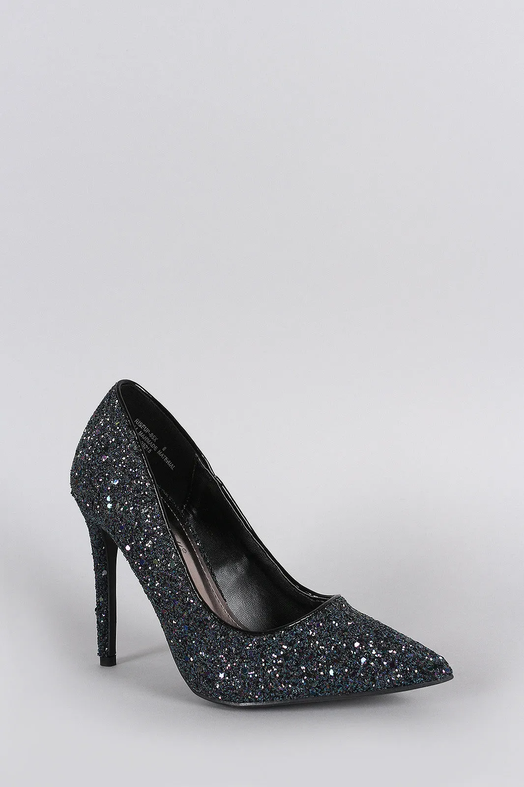 Anne Michelle Glitter Pointy Toe Stiletto Pump