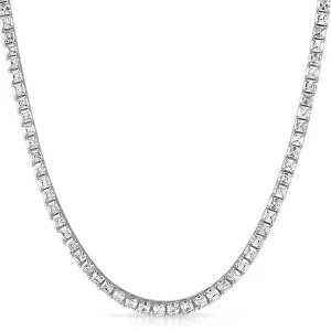 Asscher Cut 4MM 1 Row CZ Rhodium Tennis Chain