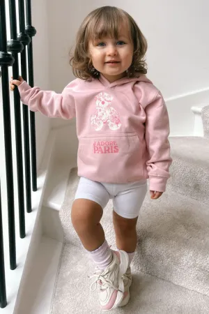 Baby Pink Jadore Paris Teddy printed Hoodie