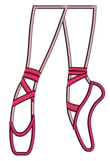 Ballet Shoes Applique Machine Embroidery Digitized Design Pattern