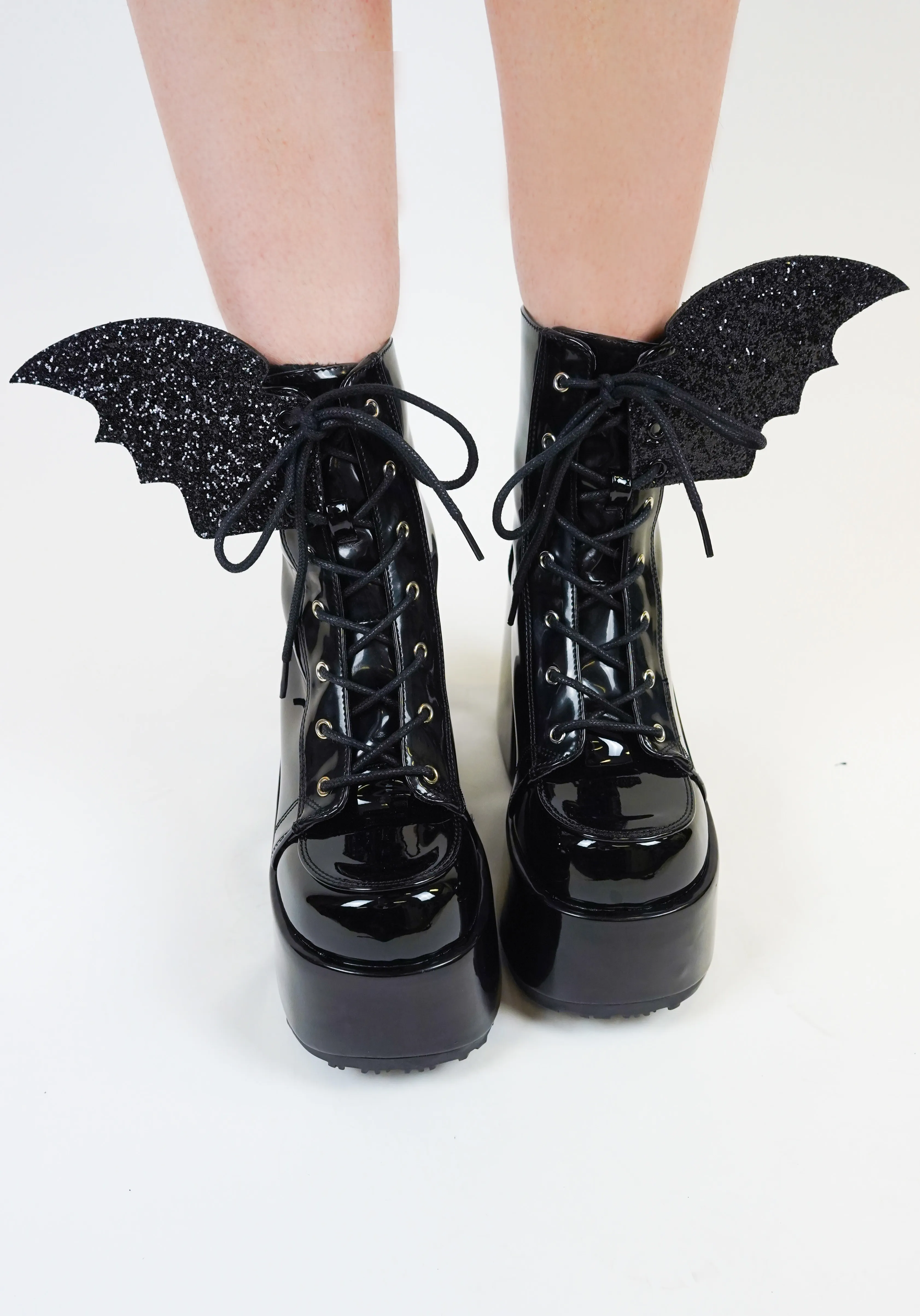 Bat Wings [Black Glitter] | SHOE ACCESSORY [PAIR]